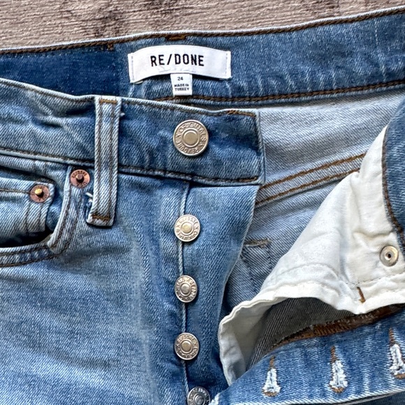 Re/Done Light Blue Distressed Skinny Jeans - Picture 3 of 5